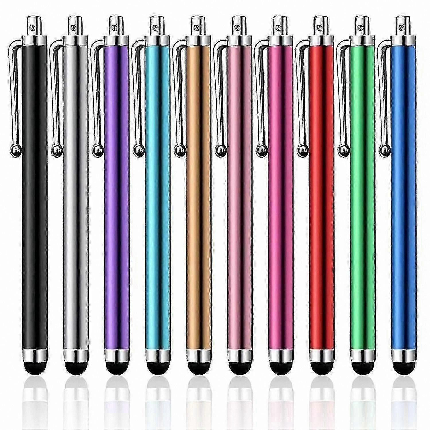 Universal Capacitive Stylus Pen, 10-Pack, Compatible with Android/iOS, Portable Hook Design