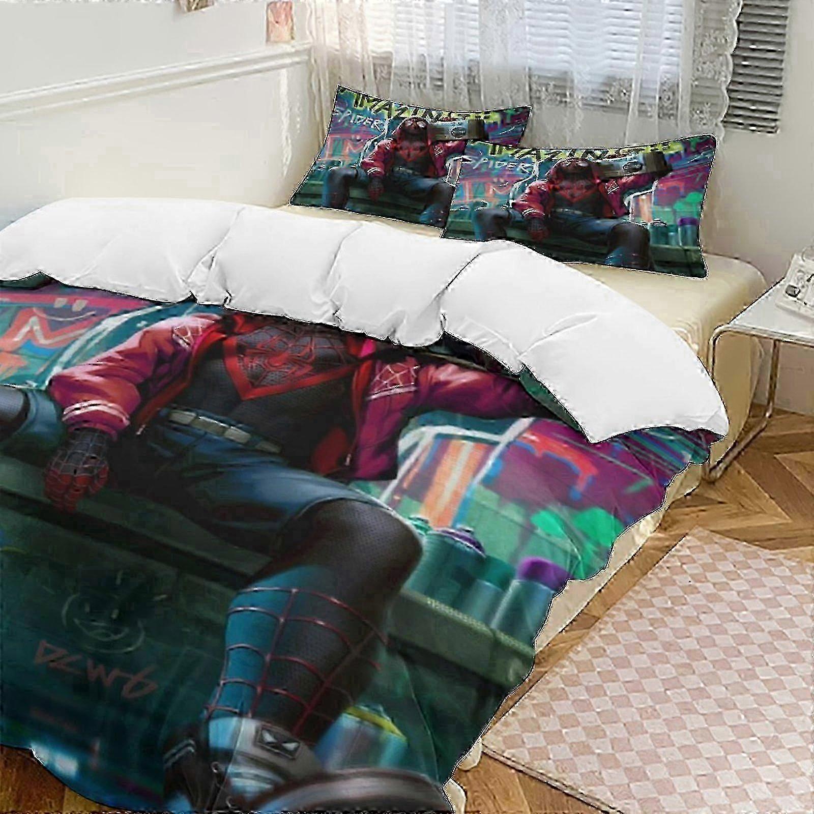 o1371 Bed Sheets Miles Morales Down Duvet Cover Microfiber Bedding Set, (1 Duvet Cover and 2 Pillowcases) Bed Sheets fg1371 25-26