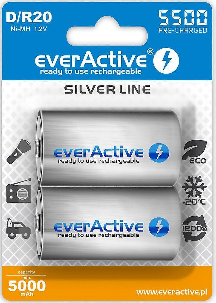 Επαναφορτιζόμενες Μπαταρίες Everactive R20/d Ni-mh 5500 Mah Έτοιμες για Χρήση