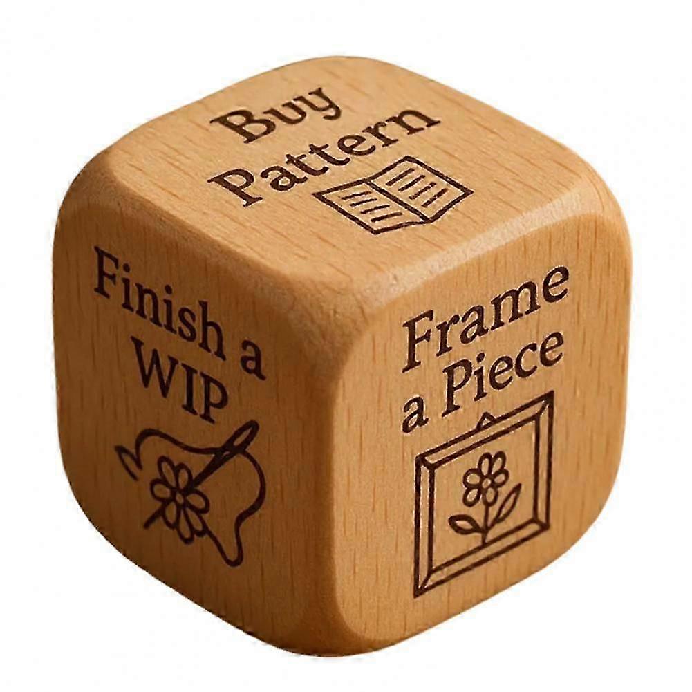 Decision Dice Handmade Wooden Embroidery/Knitting/Drinking Decision Dice with 6 Engraved Tasks Stocking Stuffers