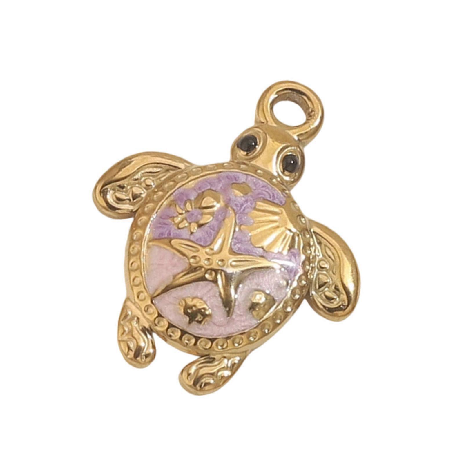 Handgefertigtes Accessoire in Schildkrötenform, vielseitig einsetzbar für Halsketten oder Schlüsselanhänger, lila Puder