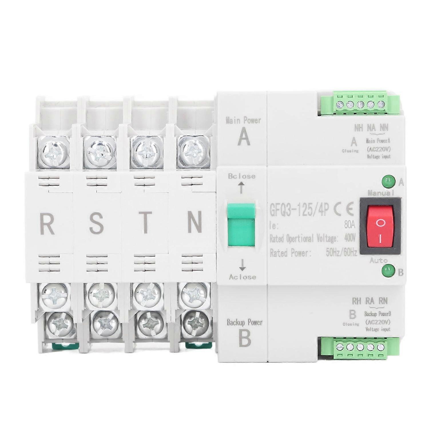 Dual Power Automatic Transfer Switch 4P Millisecond Fast Switching Timing Controller Din Rail Instal