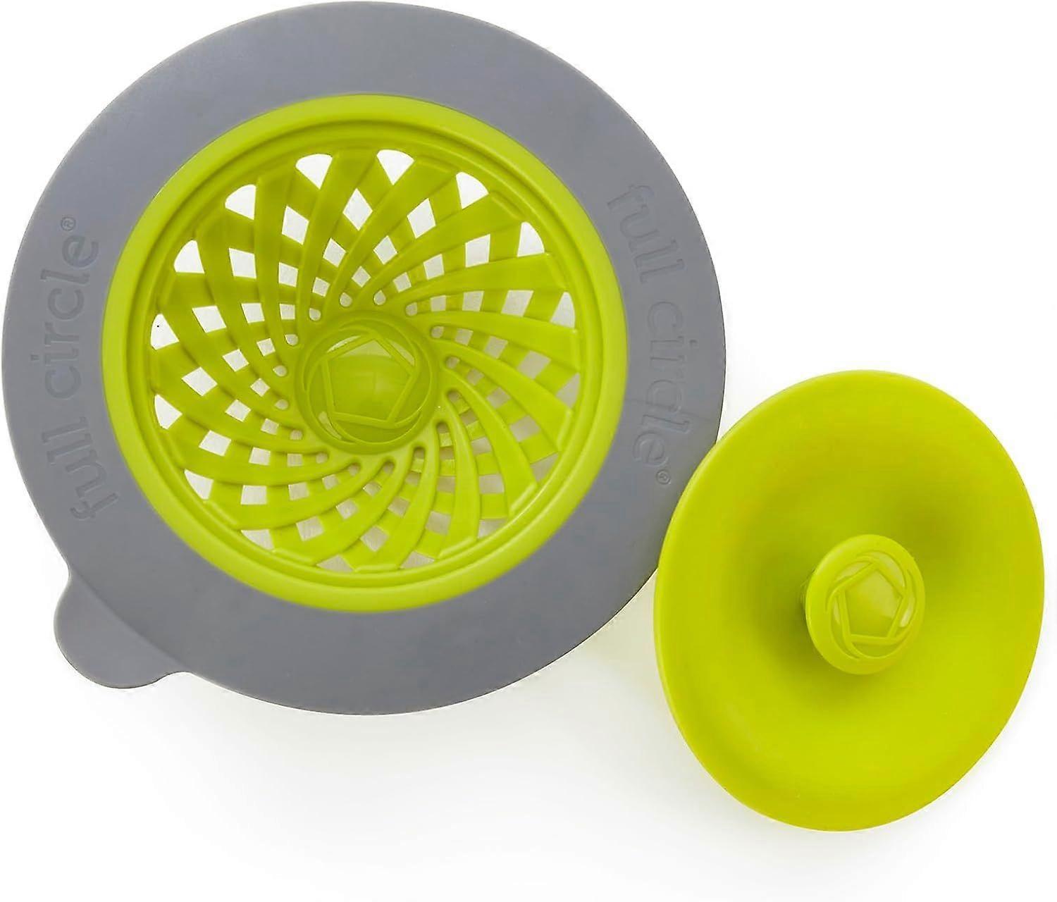 Sinksational Sink Drain Strainer & Stopper  2-in-1 with Separate Plug, Anti-Clog Design, Perfect Seal, Green/Gray Green