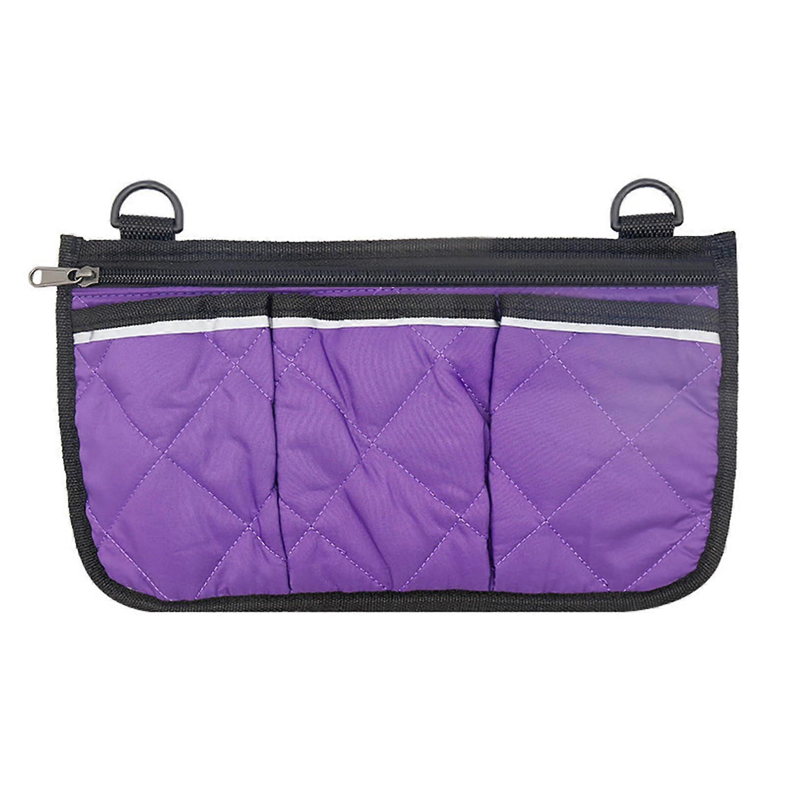 Wheelchair Armrest Side Storage Bag Universal Fit Durable TearResistant With Pocket Color Violet