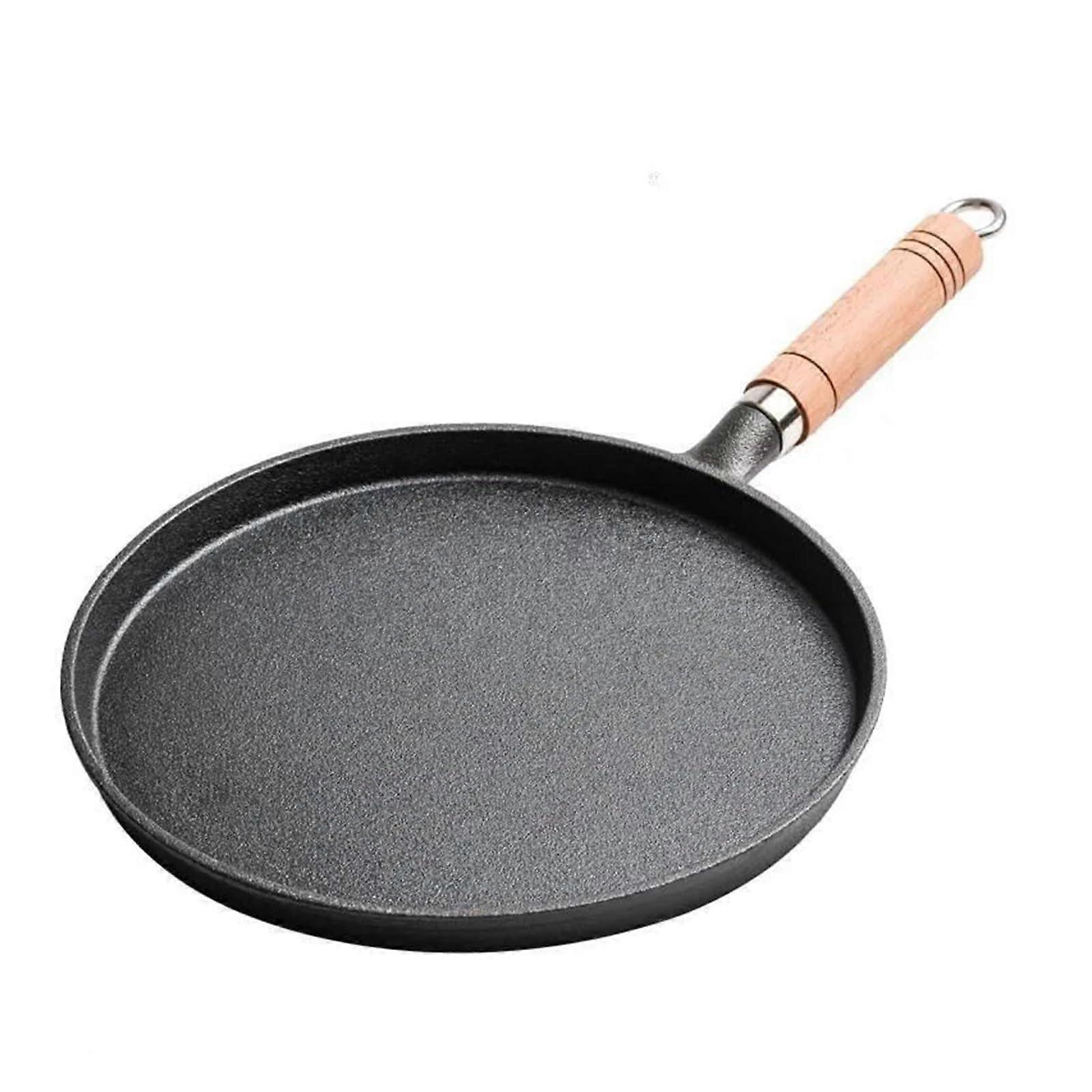 23cm Uncoated Cast Iron Frying Pan Non Stick Multi Purpose Griddle For Pancakes Pizza Baking Stove