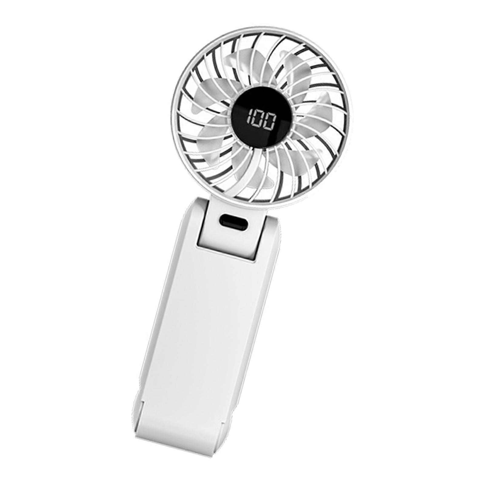 LED Display Cooling Device Convenient Small Desktop Fan Neck Hanging Fan ABS Texture Suitable for Outdoor Camping Use  White
