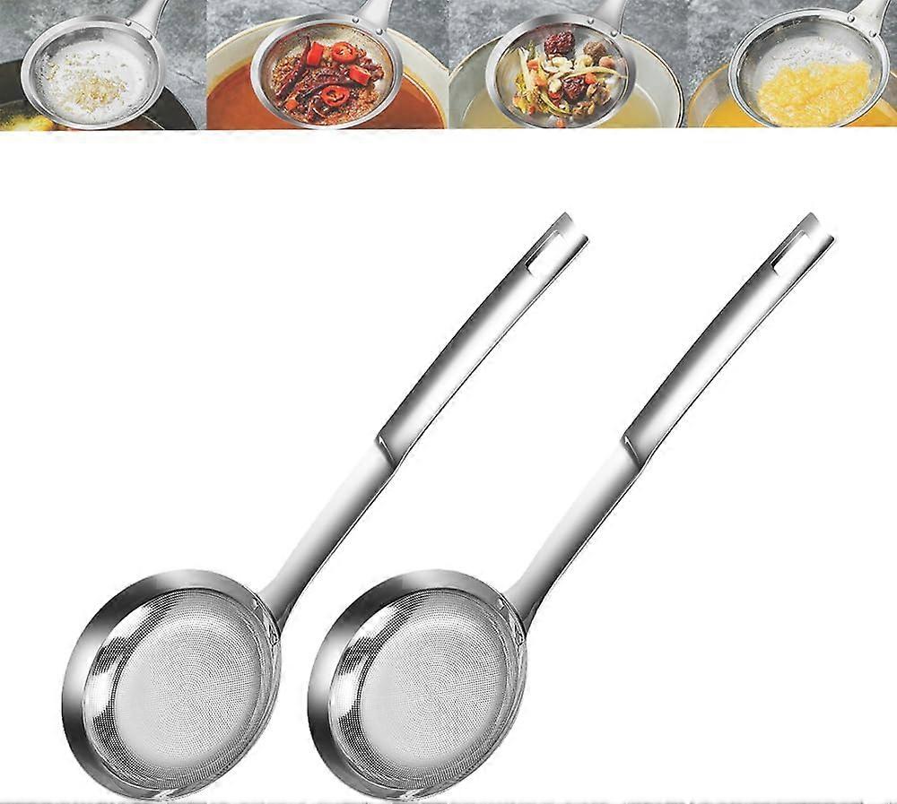 Beyonddraw Fine Mesh Stainless Steel Colander Spoon, Compatible with Kitchen Cooking, 304 Strainer with Handle (Small+Large)