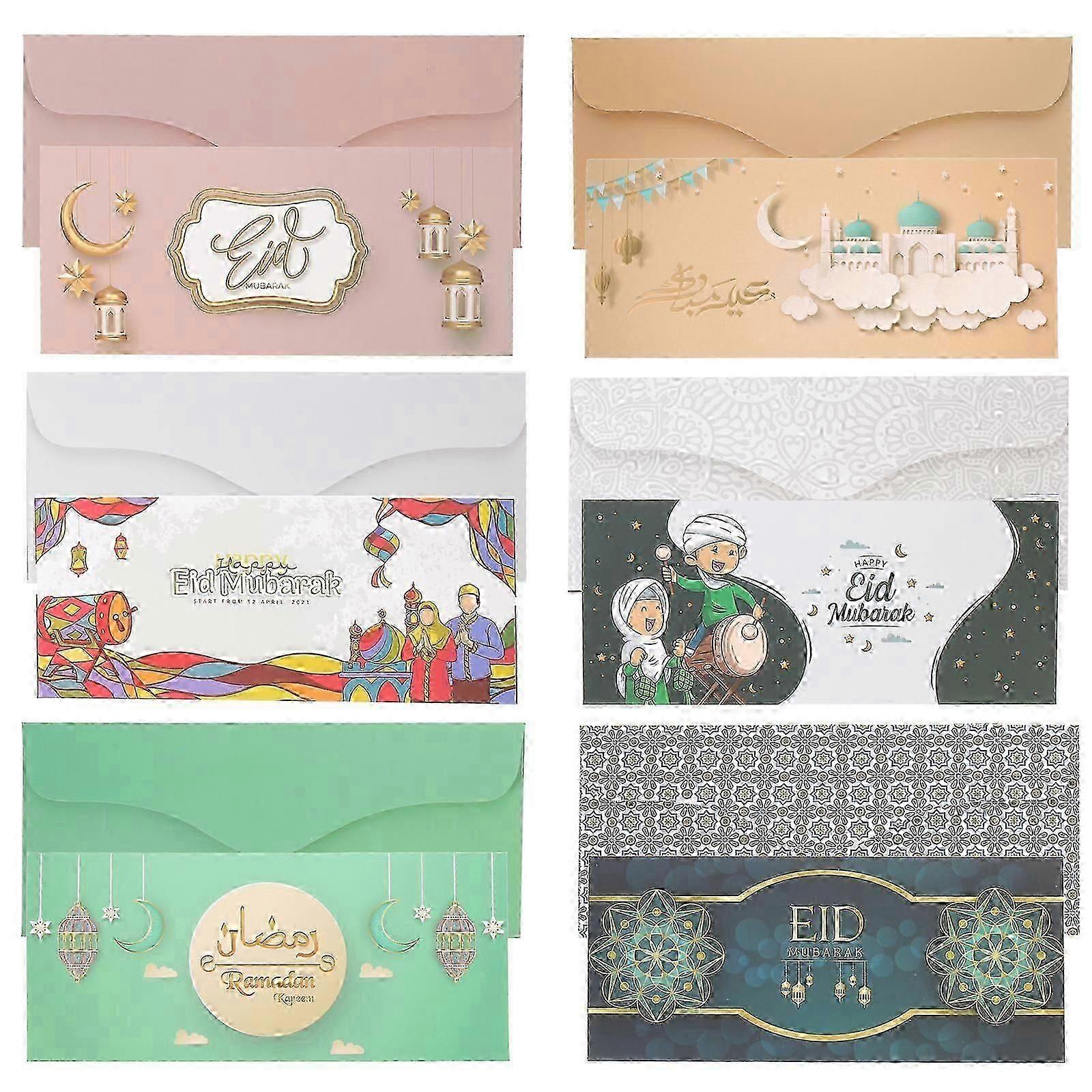 6pcs Ramadan Paper Envelopes Eid Money Envelopes Eid Gift Card Envelopes