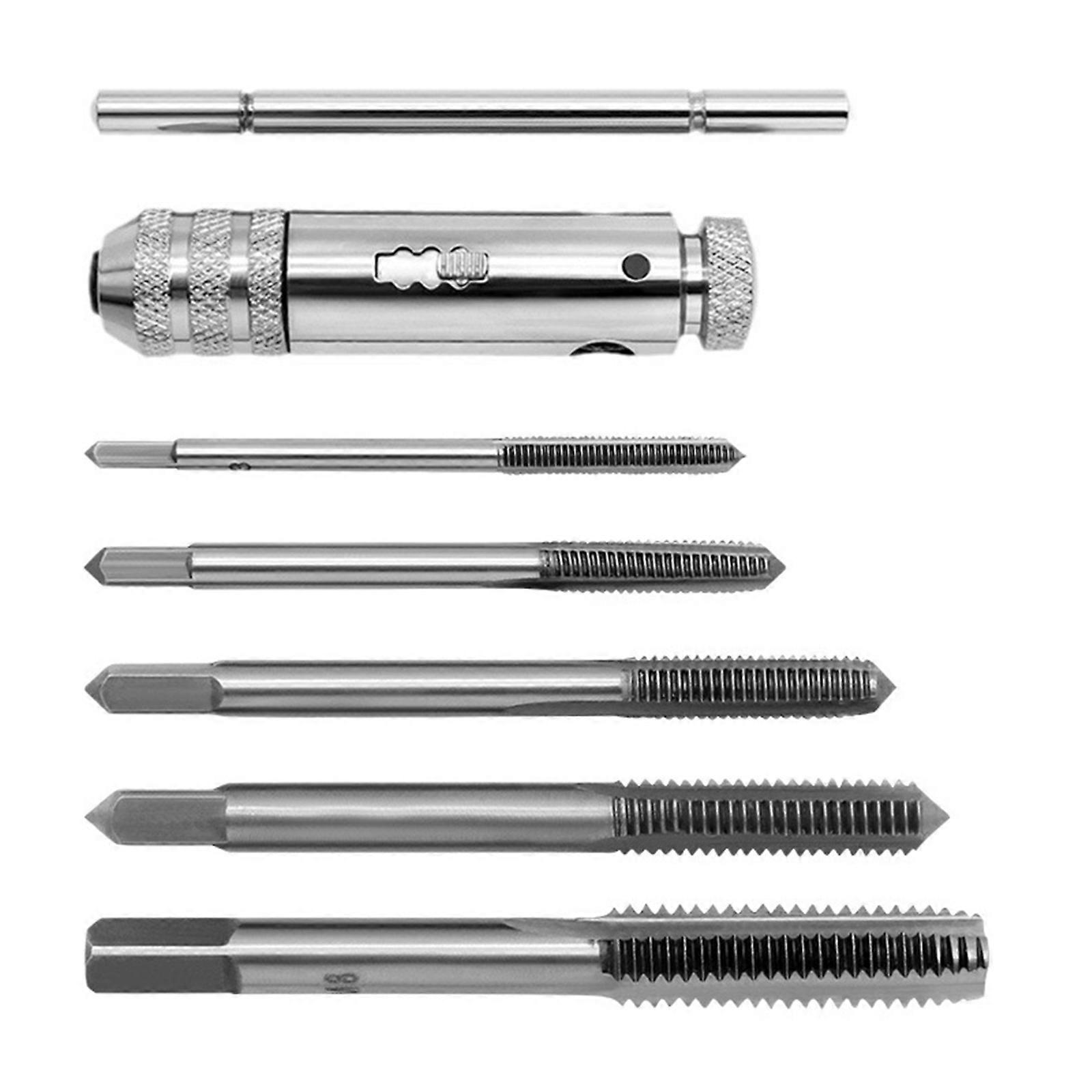 T-Handle Ratcheting Tap Holder Wrench Adjustable T Type Ratcheting Wrench Tapping Threading Tool Set Manual Tapping Tool Multicolor