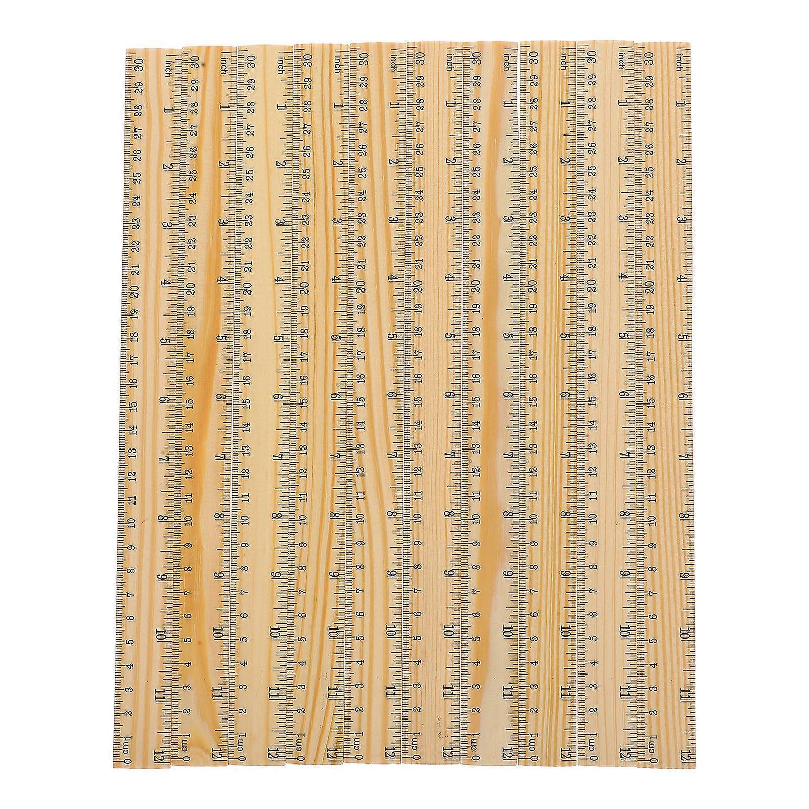Wooden Ruler for Math with Dual Scale Design 10Pcs Measuring Rulers Set