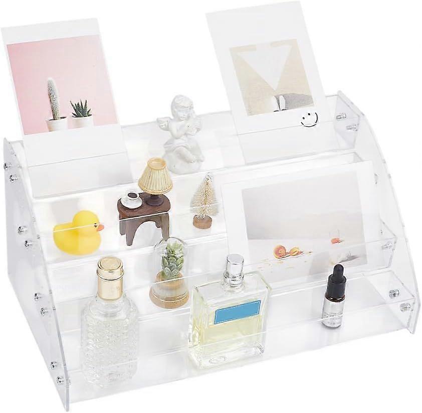 4 Tier Clear Display Stand Greeting Card Display Rack Acrylic Sticker Display Stand Retail Storage Rack for Counter Tabletop Display Supplies 31x14.25