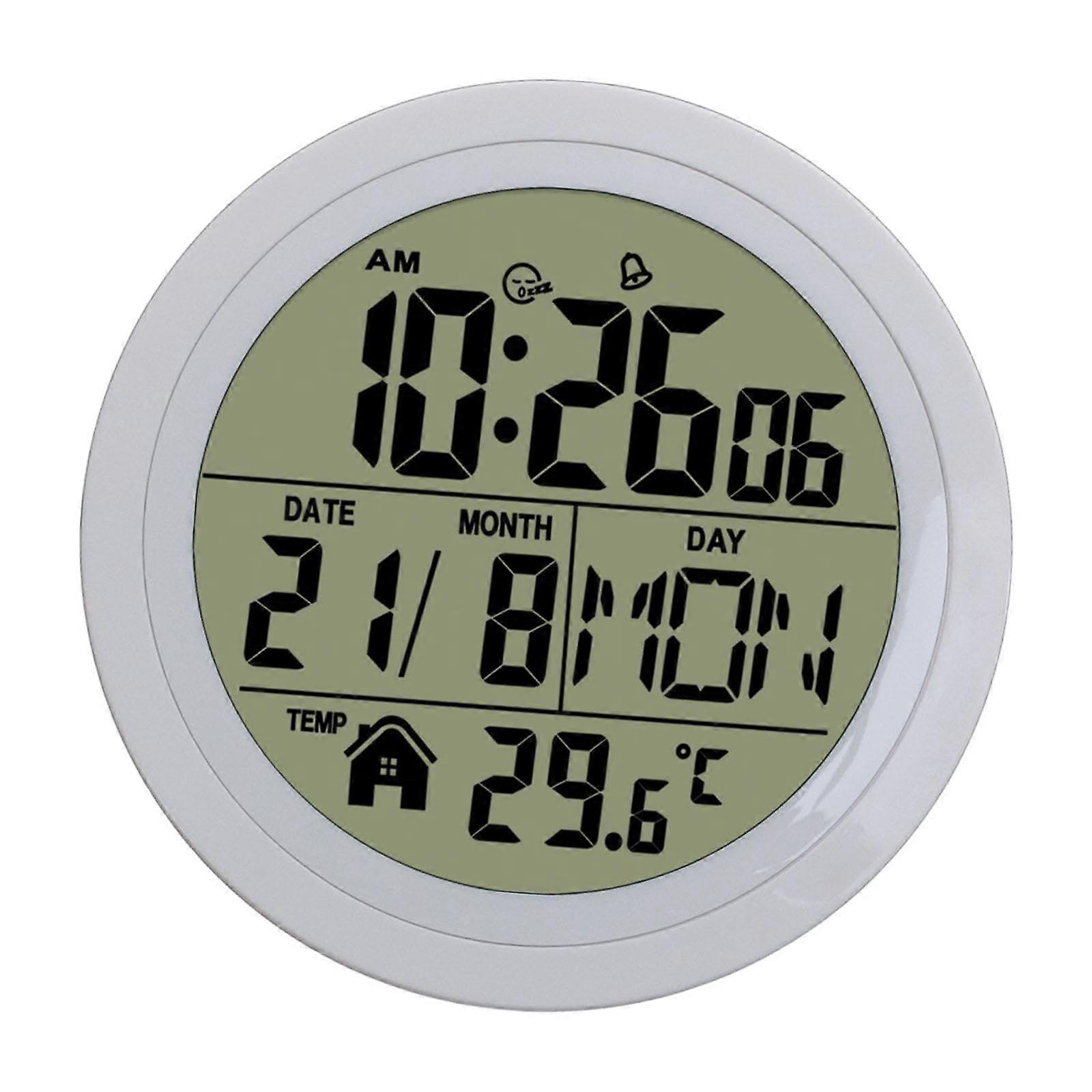 Digital Alarm Clock with Snooze Function Hanging or Desktop Timepiece for Office Home, White