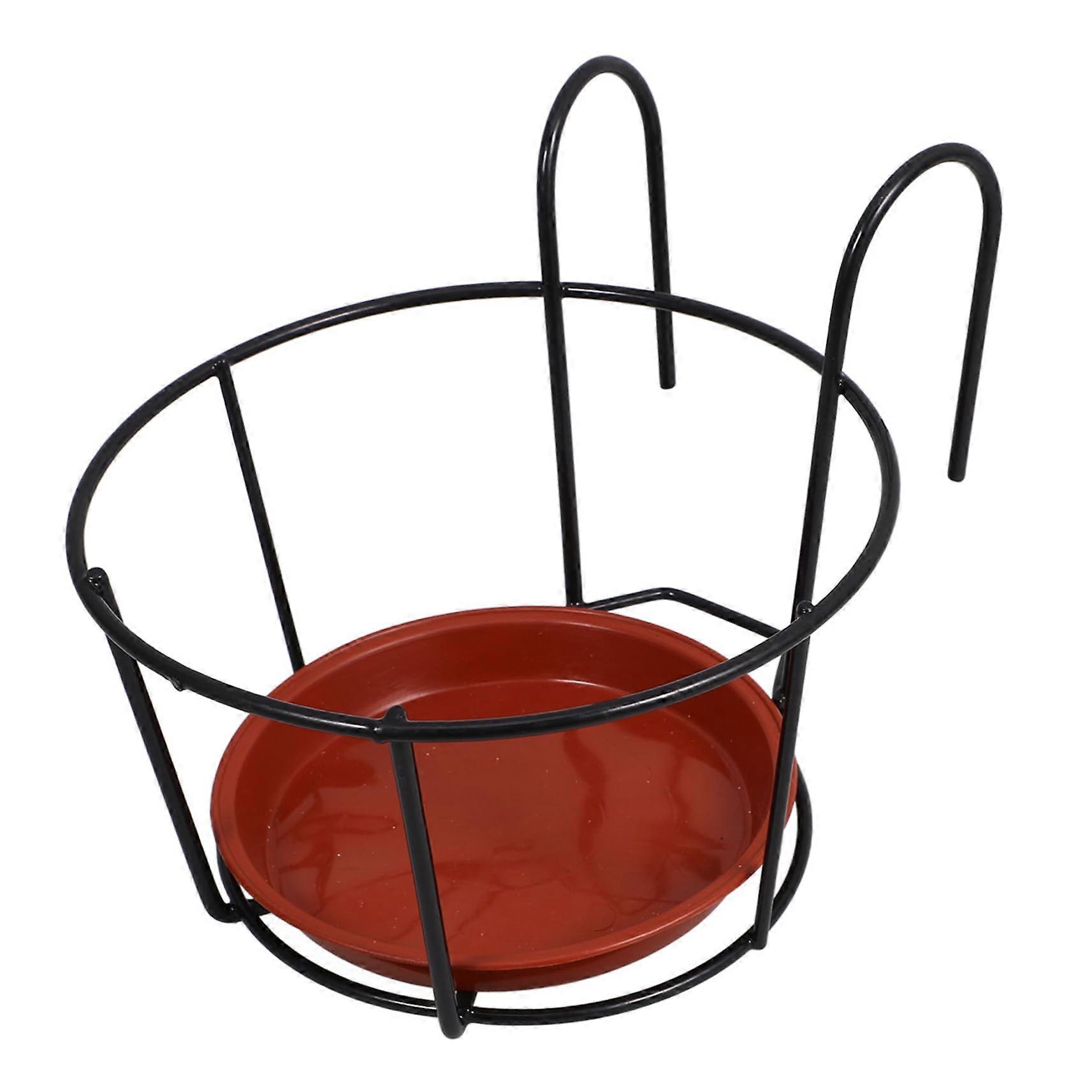 Balcony Railing Plant Holder Set with Tray Durable Hanging Flower Pot Rack for Windowsill Decor