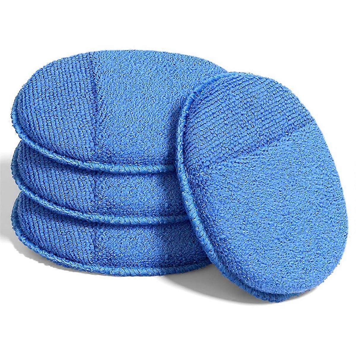 Microfiber Wax Applicator Pads for Car Detailing, Polishing, and Cleaning - 4 Pack, Blue