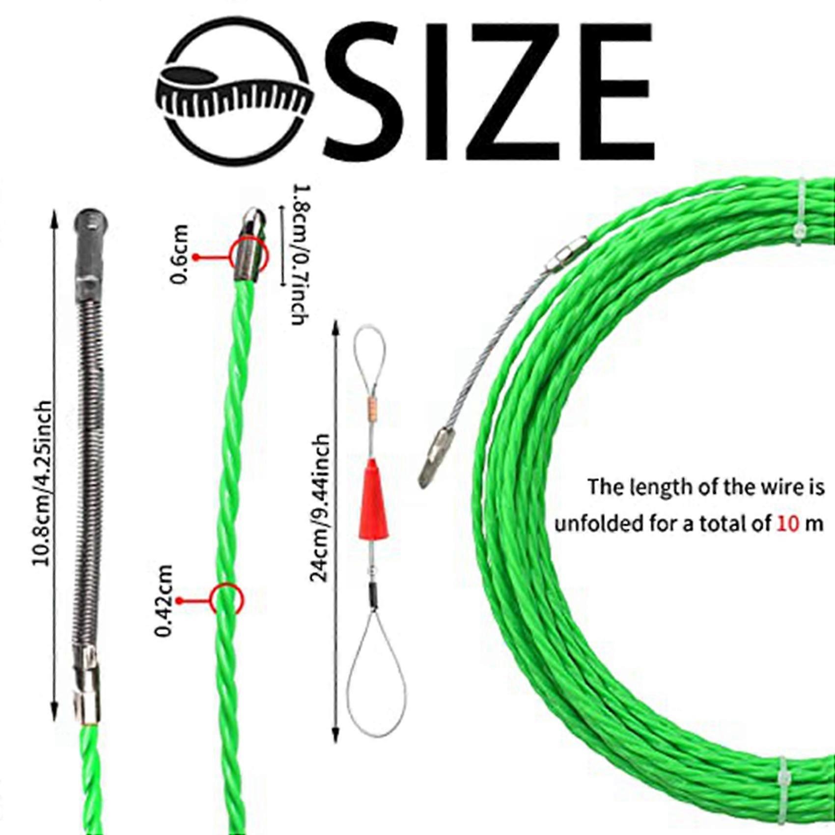 2pcs 10M 33Ft Fish Tape Cable Puller Kit 4.5Mm PET Electrical Cable Puller Through Wall Wire Guide Device Threader