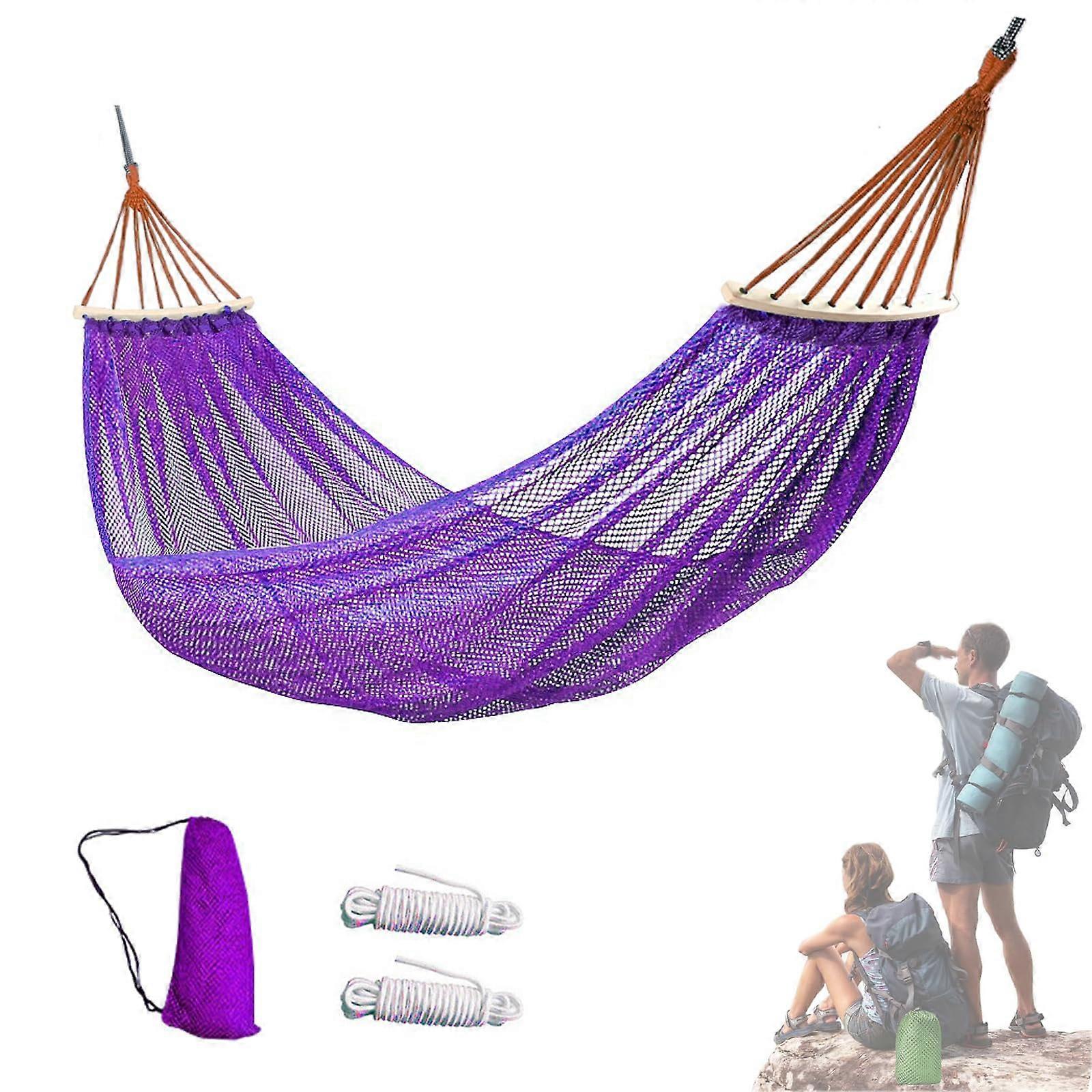 Camping Hammock with Breathable Mesh, Lightweight Purple Hammock for Backpacking, Beach, Travel