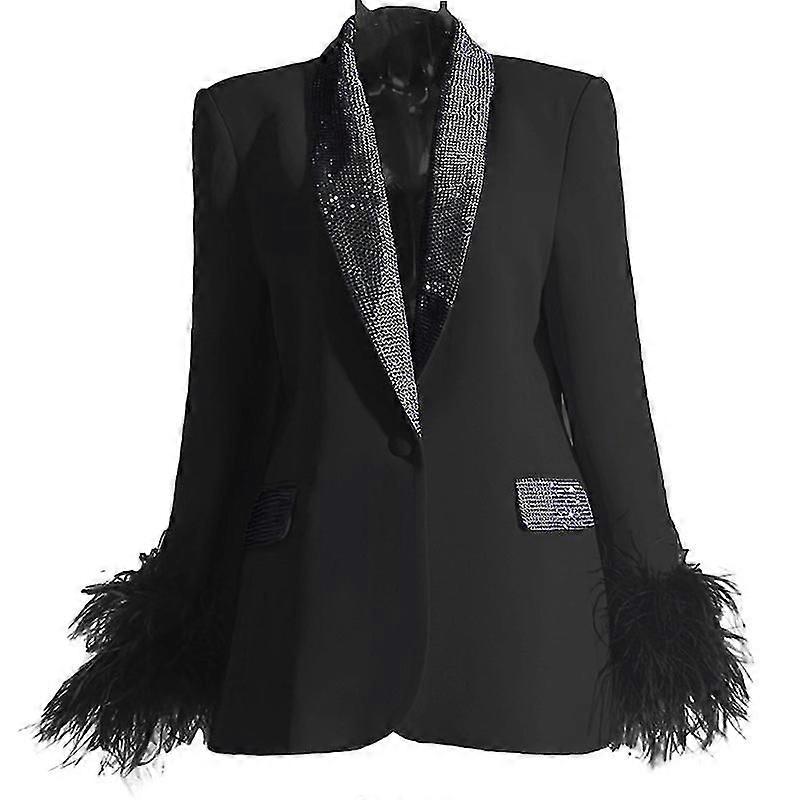 Women's Long Sleeve Open Front Blazer Coats Work Office Jacket Pink