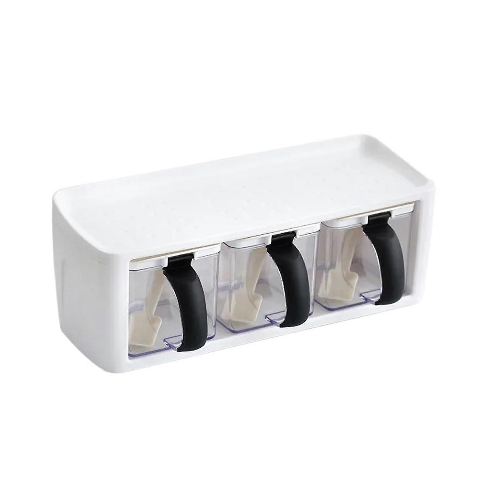 Spice Storage Container Set with 3Grid Durable Plastic Design for Compact Kitchen Organization