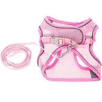 Pet Leash and Harness for Outdoor Walking Durable 4Sets Pink Breathable