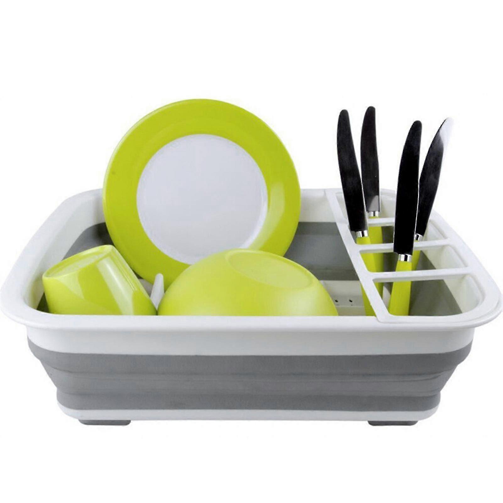Collapsible Dish Rack Foldable Kitchen Drainer 34.5x28.5cm Gray