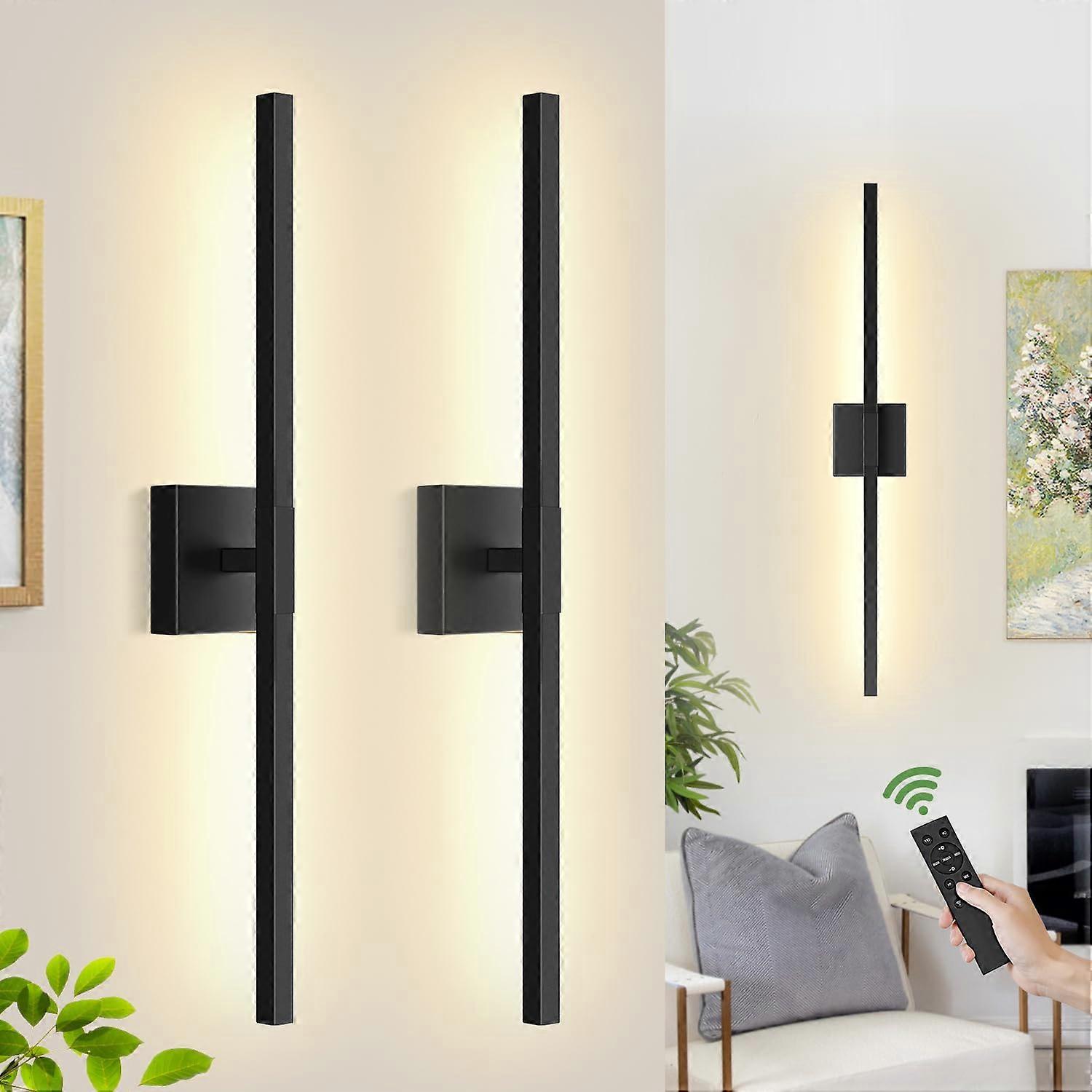 2 Pack 30' Wireless Wall Sconces, 8000mAh Rechargeable Battery Operated Lights with Remote, Dimmable LED and 360° Rotation for Bedroom and Living Room