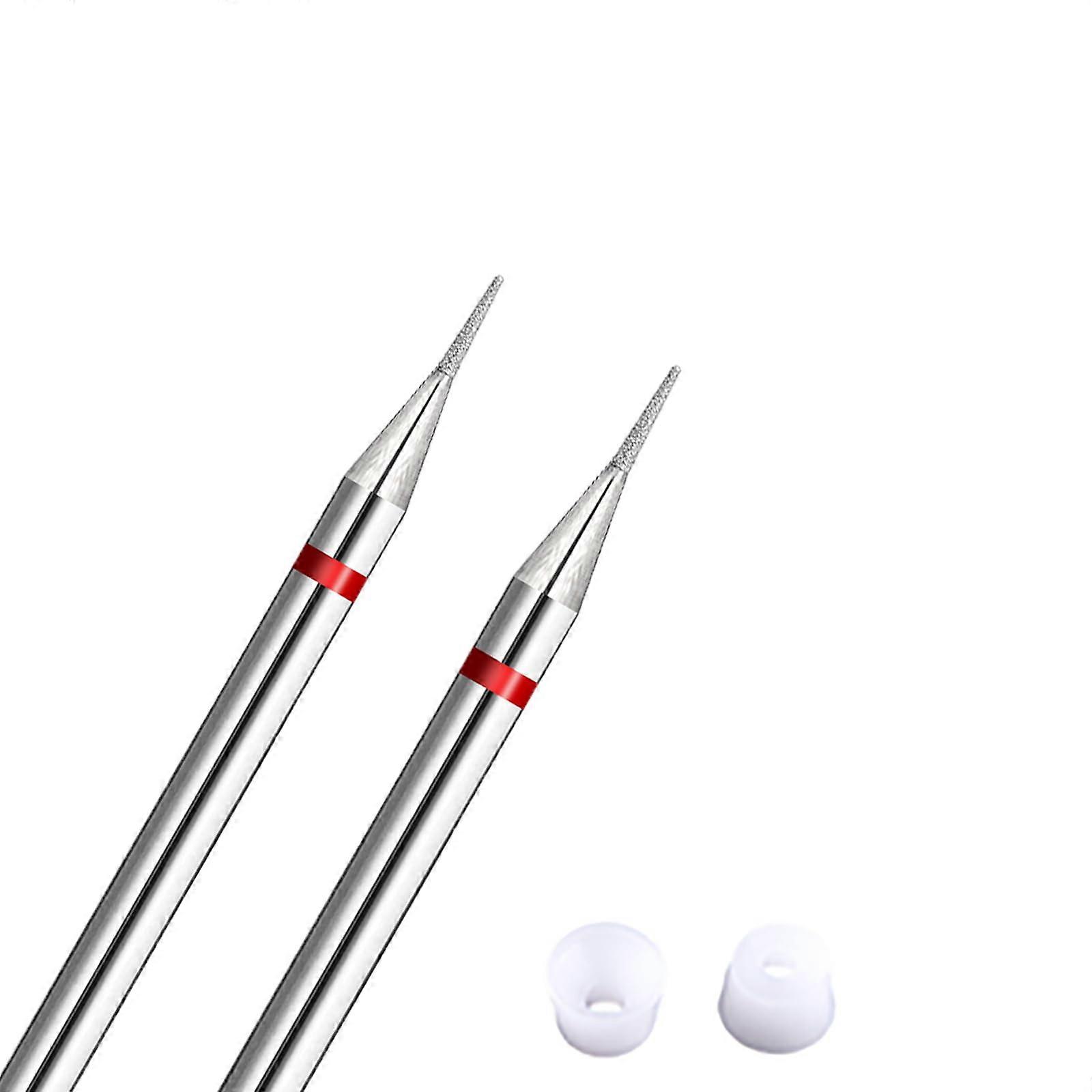 2pcs Needle Shaped Cuticle Cleaner Carbide Nail Drill Bits for Precise Cuticle Removal