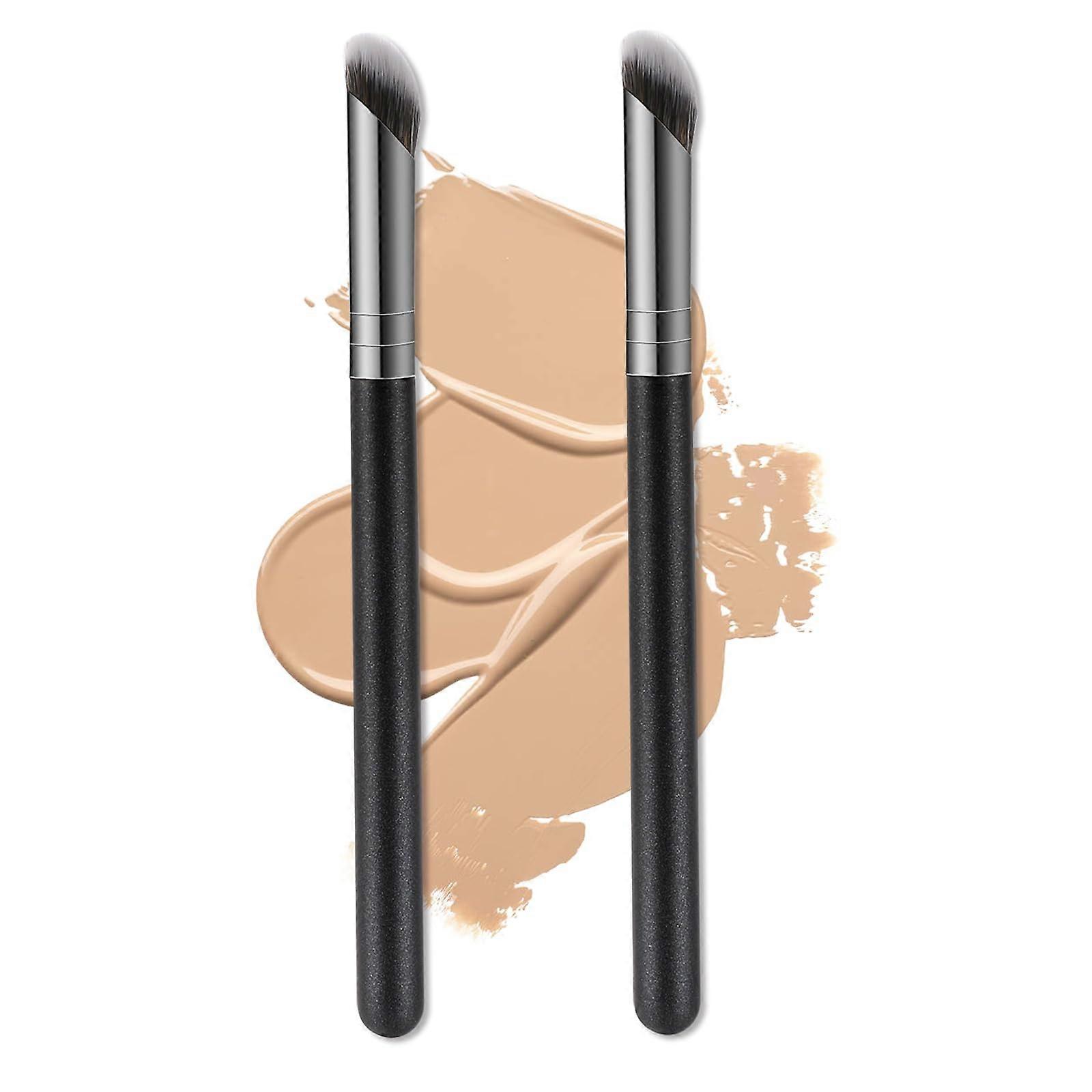 2 PCS Angled Concealer Brush for Under Eye with Synthetic Bristles, Precision Contour and Blending