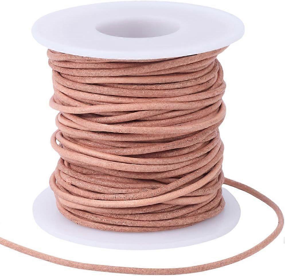 22 Yards/20M Dark Brown Leather Laces Round Cording 2mm Cowhide Retro Beaded Strap Twine String Rope Cord with Spool for Jewelry Making Bracelets Neck