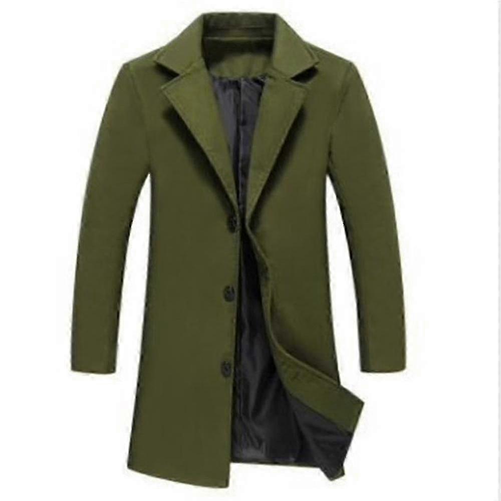 Long Wool Overcoat for Plus Size Men, Winter Warm Single-Breasted Coat