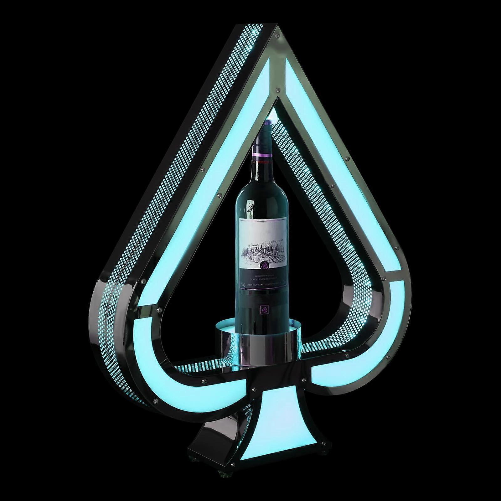 LED Liquor Bottle Display Shelf with 7Color Lighting, Remote Control, Stainless Steel Wine Stand