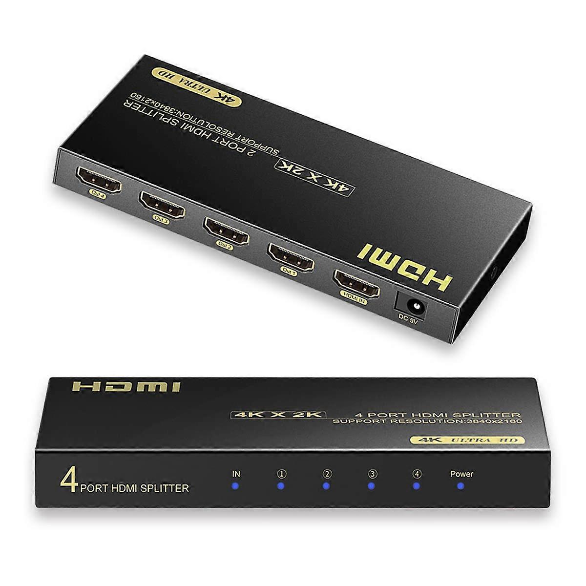 HDMI Splitter 1 In 4 Out 4K60Hz UltraHD, OnetoFour Signal Split for Multiple TVs and Devices