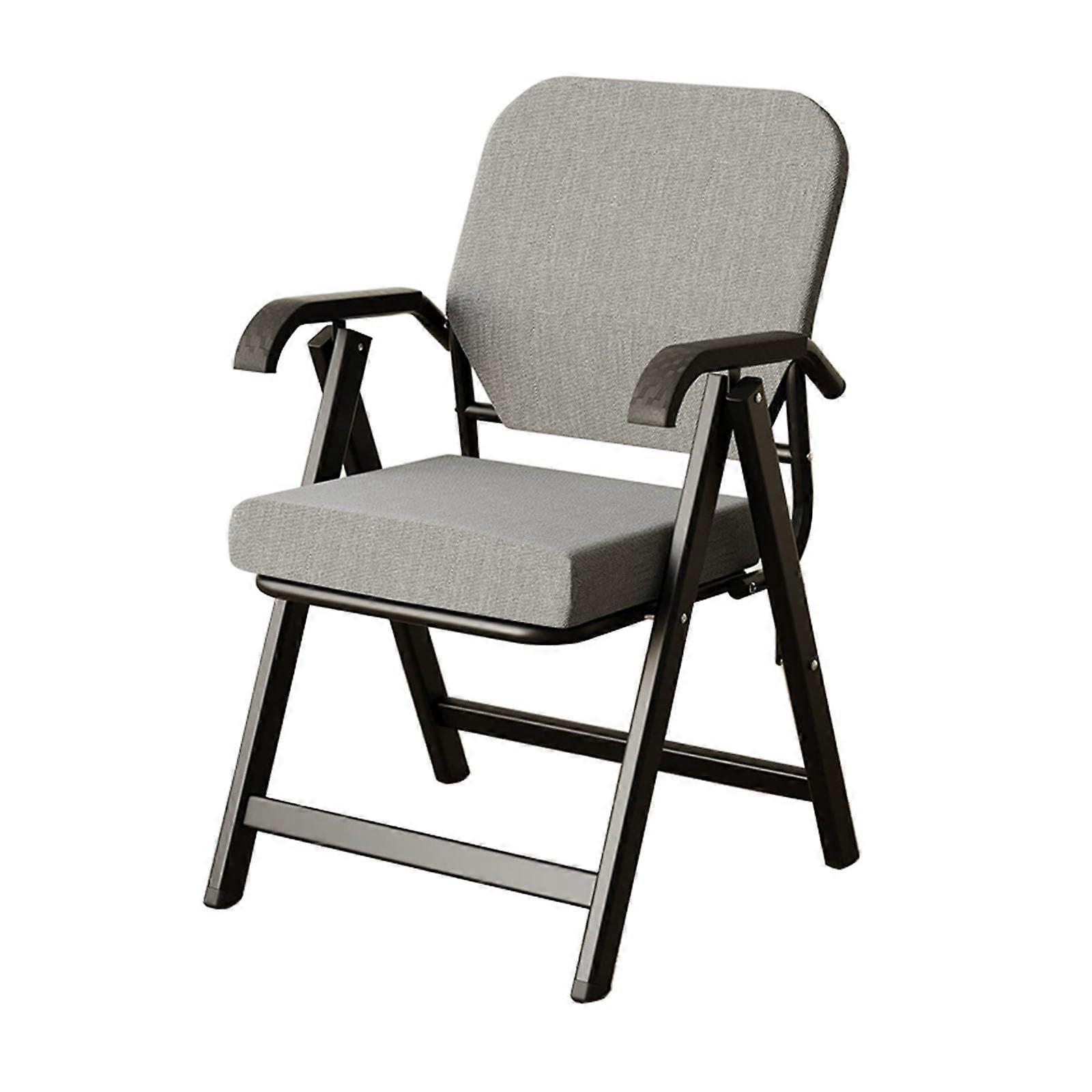 Folding Chair with Breathable Cushion Seat, Heavy Duty 150kg, SpaceSaving Metal Frame, Gray