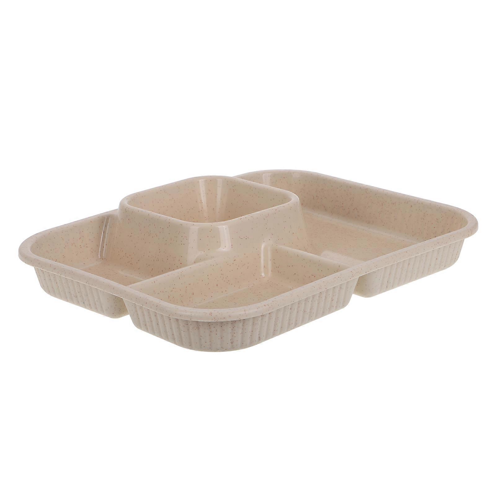 Reusable Snack Serving Plate With 4 Compartment Design For Students And Office Workers Beige Rectangular 1Set