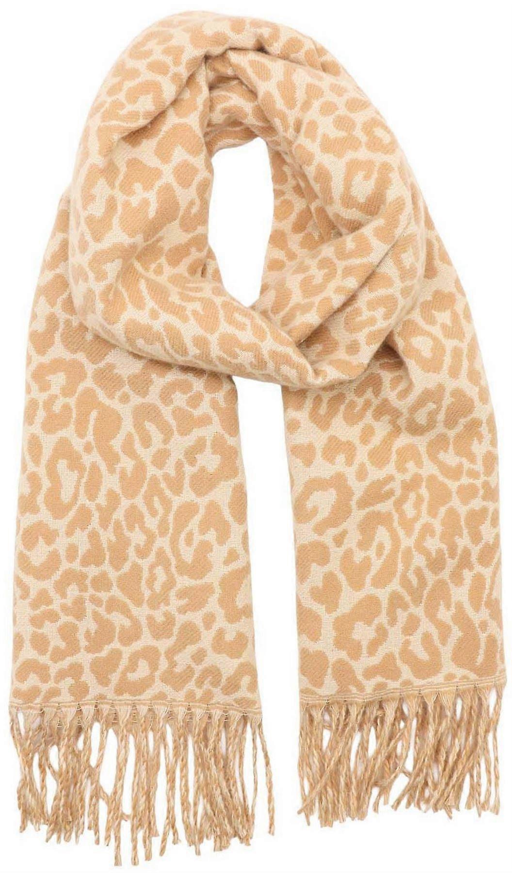 Zelly Leopard Line Winter Weight Print Scarf - Cream