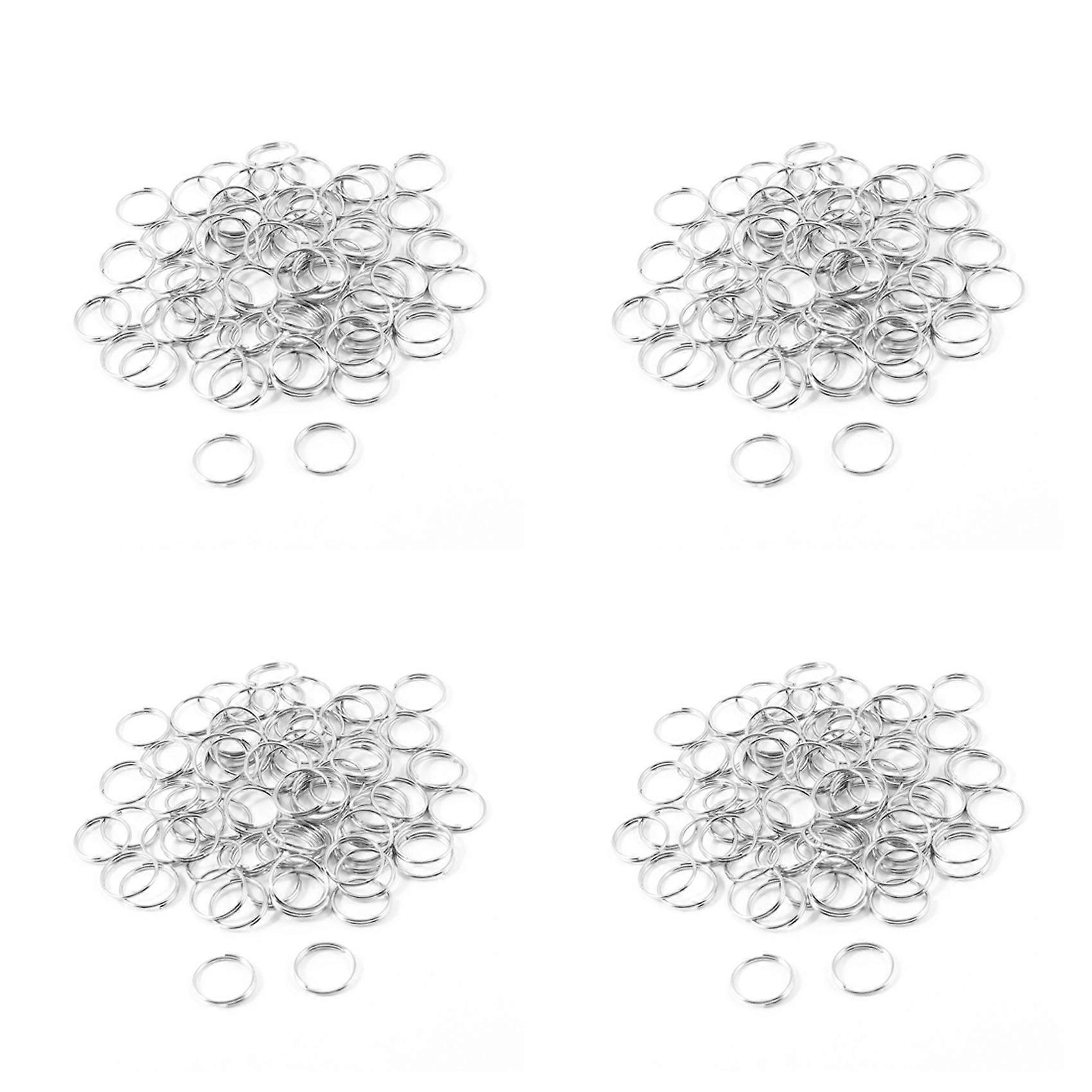 10mm Dia Silver Tone Metal Split Loop Key Rings Holders Replacement 320 Pcs