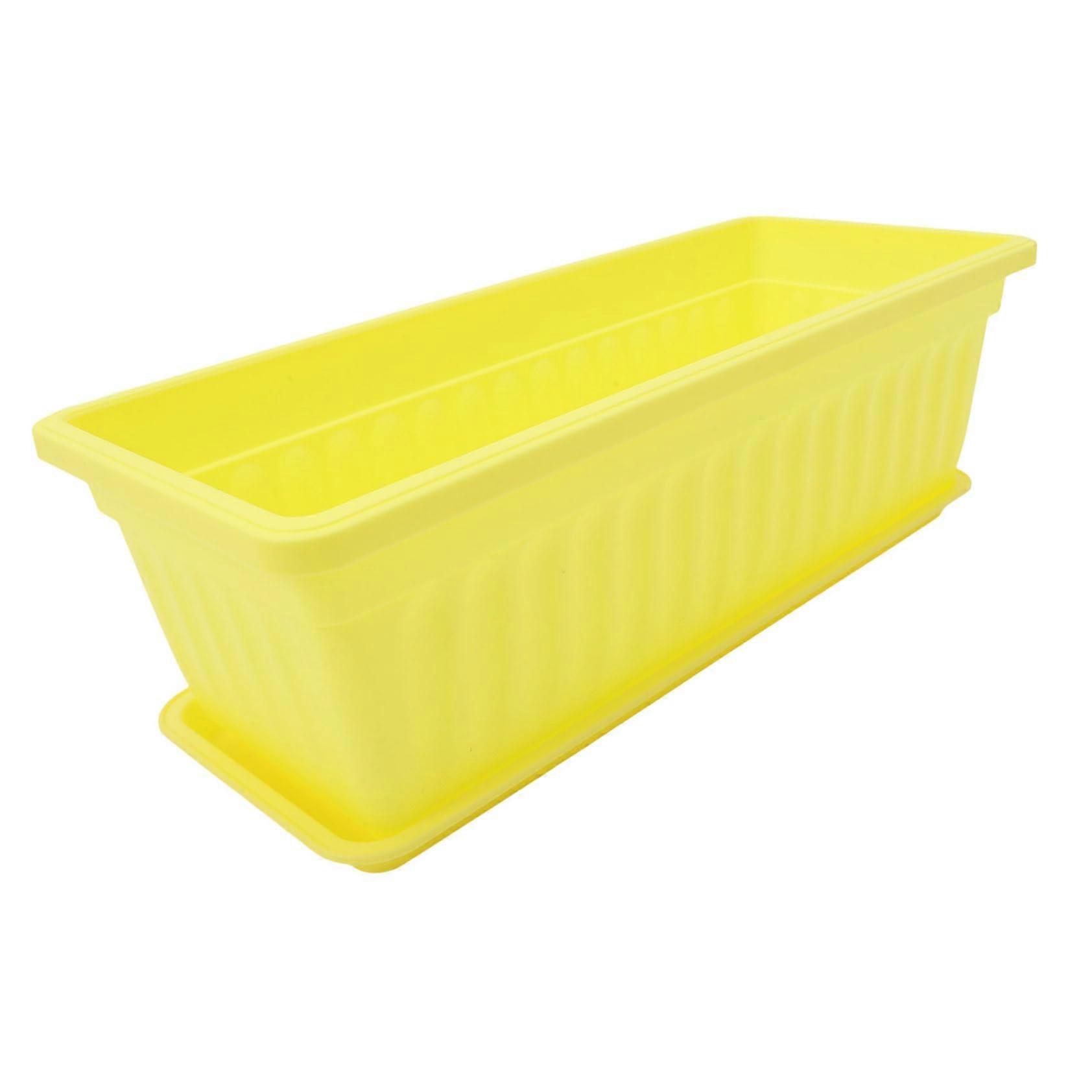 Large Rectangular Planter Pot Set for Indoor Outdoor Gardening, Yellow Windowsill Herb Box