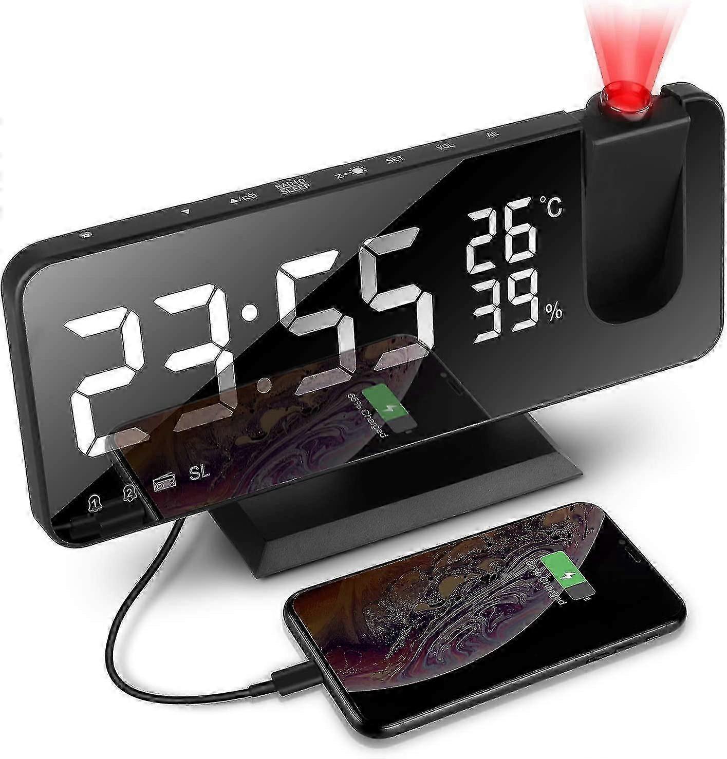 26-27 Projector Digital Alarm Clock, 180 Projection Snooze Function