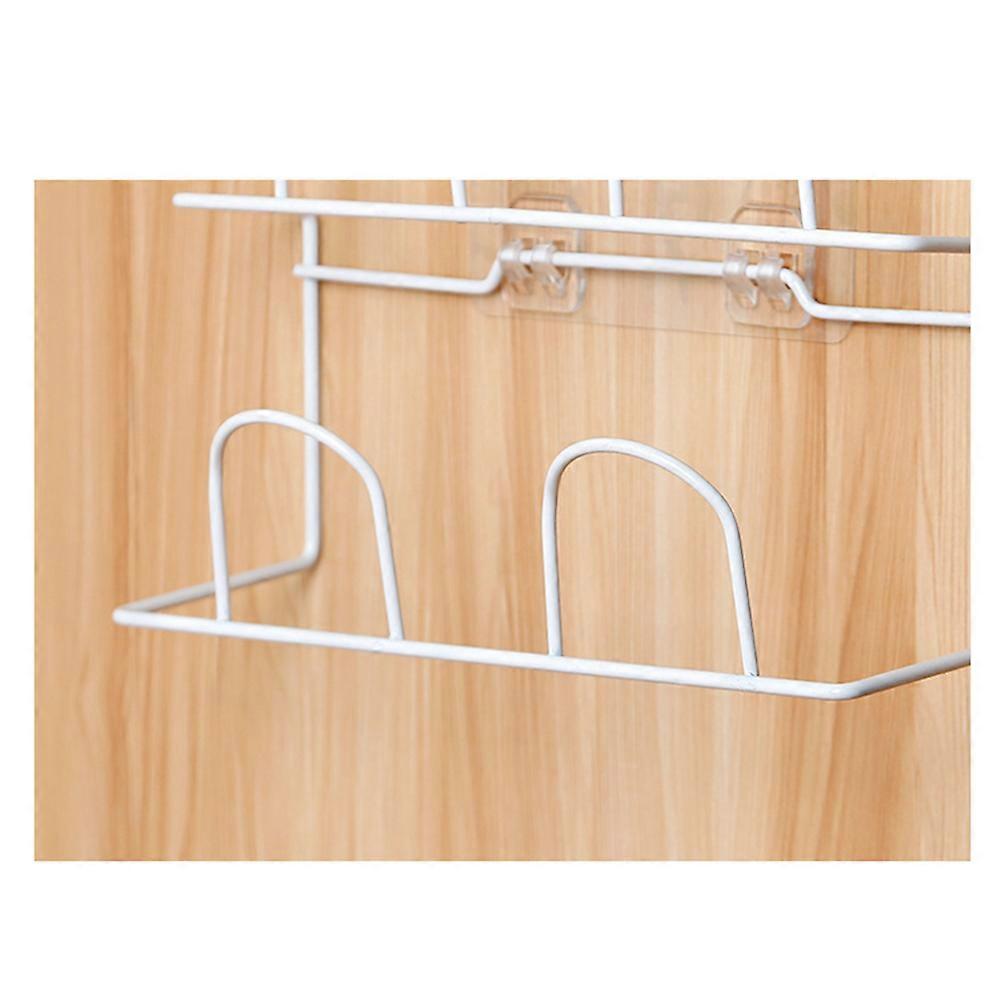 Double-Layer Wall Mount Shoe Rack for Slippers Storage Organizer White