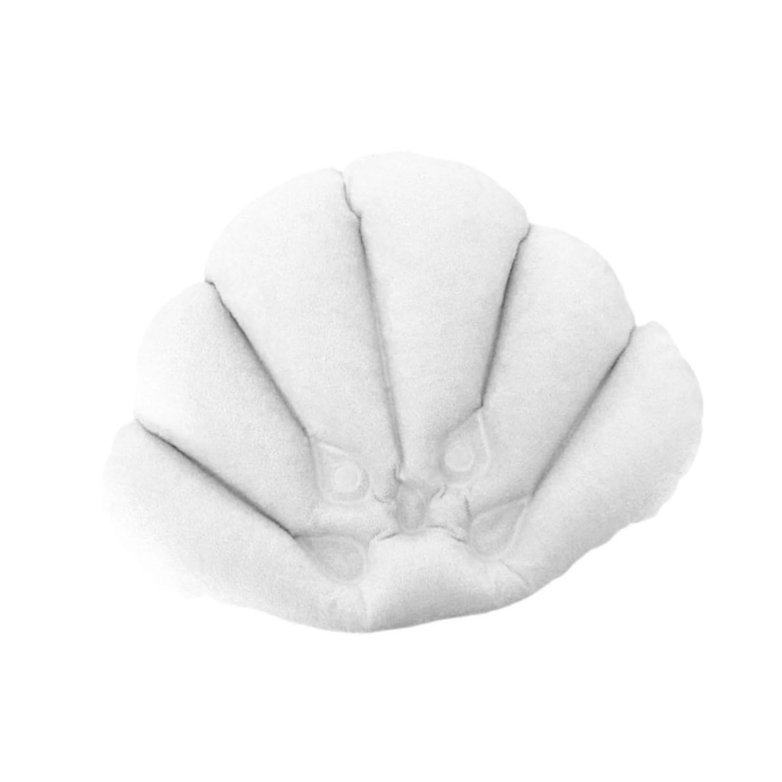 Inflatable Bath Pillow with Suction Cups Shell Shaped Waterproof Neck Support Headrest for Home Hotel