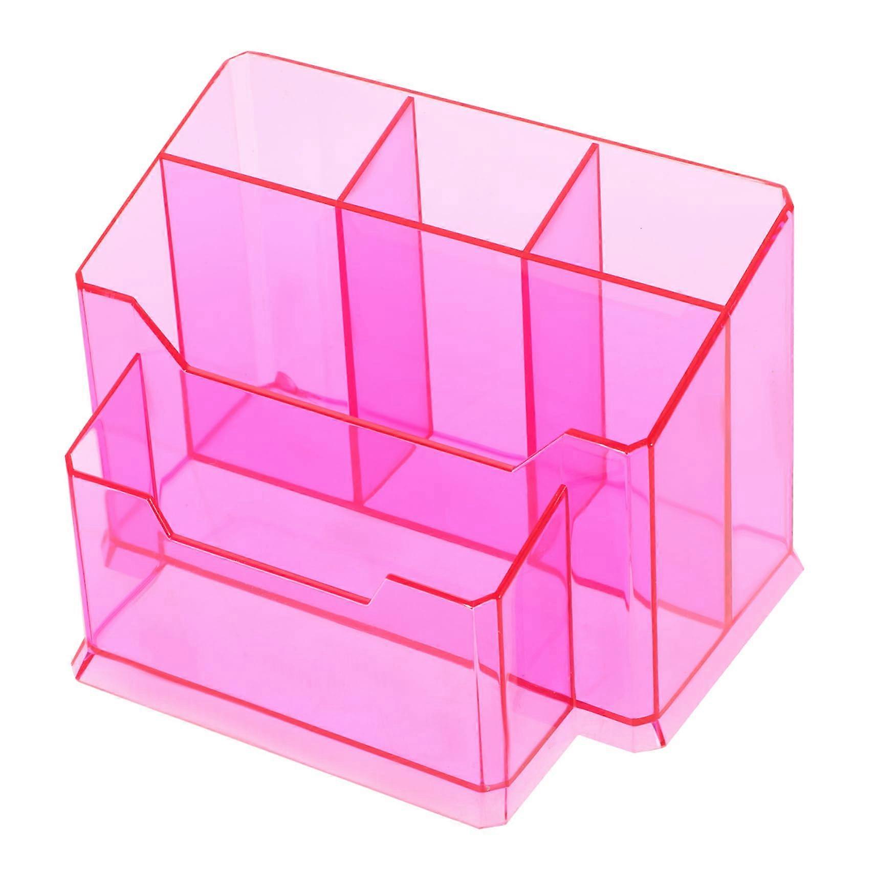 Makeup Brush Holder Large Capacity Acrylic Organizer with Multiple Compartments for Vanity Desk Rosy
