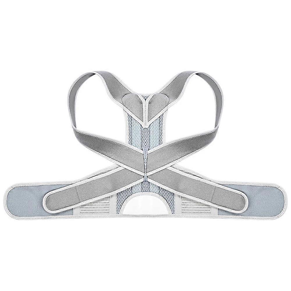 Posture Corrector and Back Brace with Adjustable Straps, Lumbar Support, Breathable Mesh, Gray Large