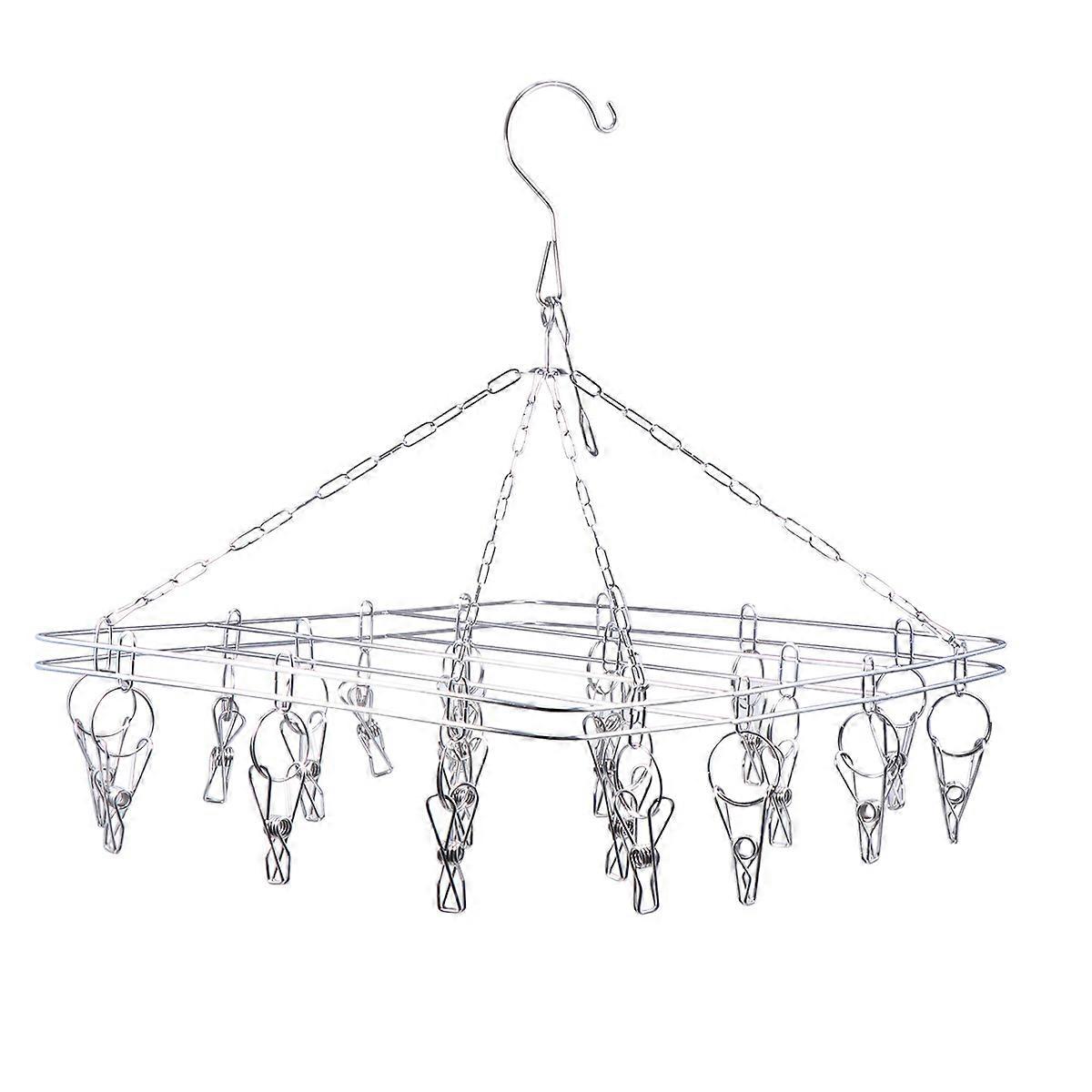 Silver Windproof Pegs 20 Pegs Drying Rack for Household Clothes Hanging