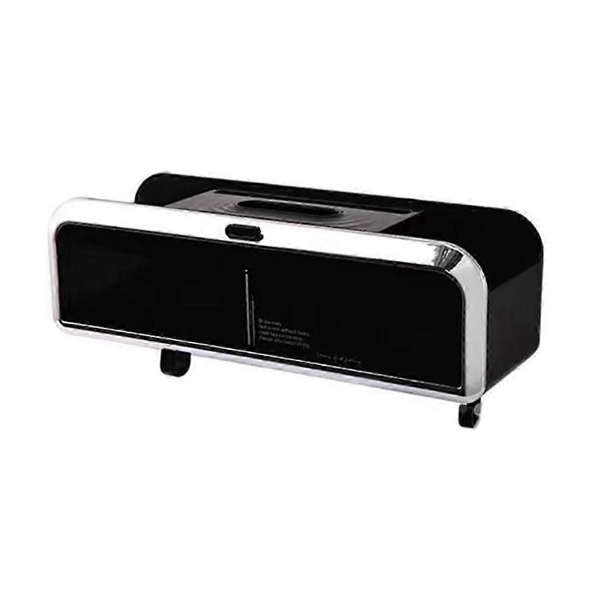 Multi-Functional Car Tissue Box with Hooks for Organizing Travel Essentials Silver Plated Black