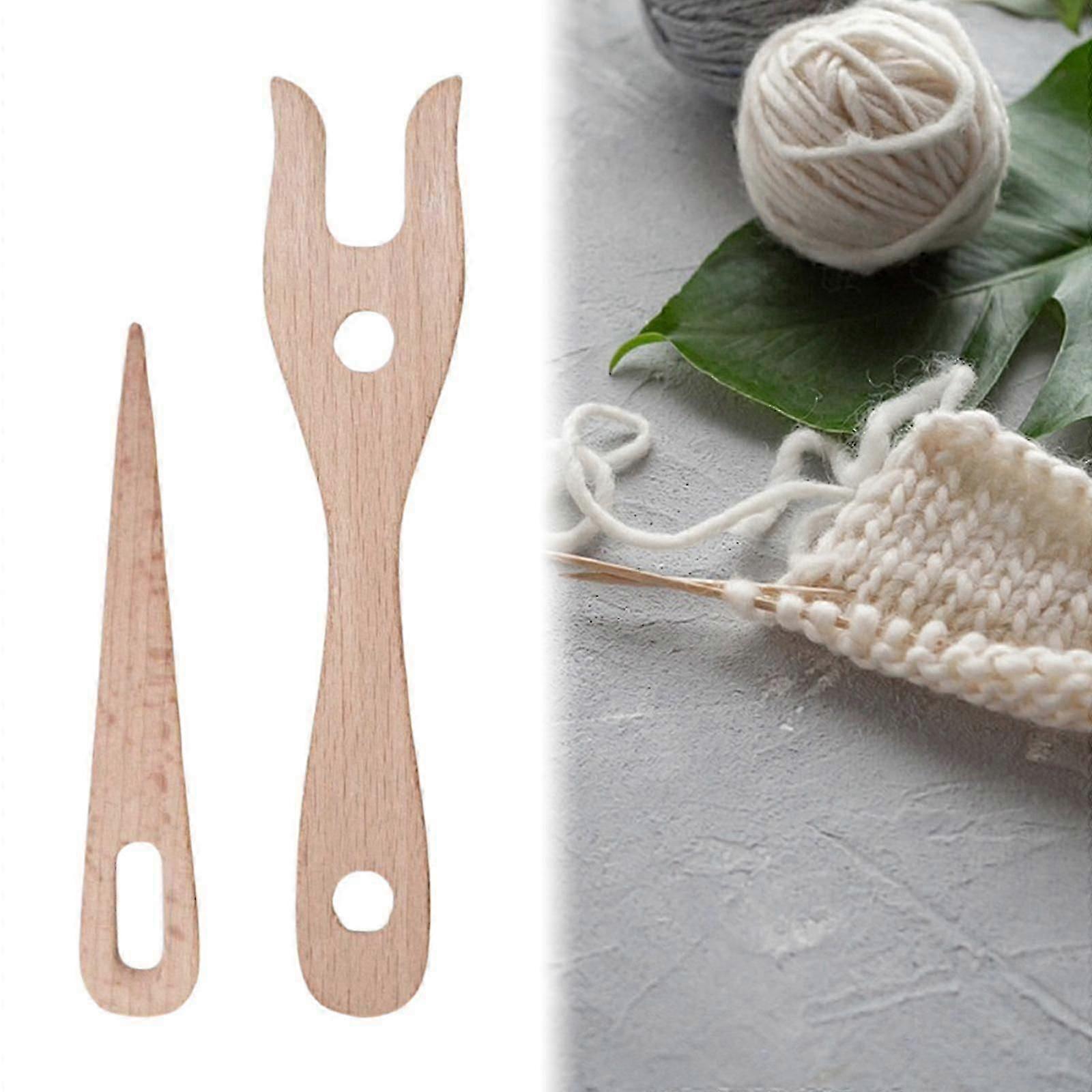 2Pcs Knitting Fork and Eye Needle Kit Weaving Braiding Cordmaking Lucet Tool