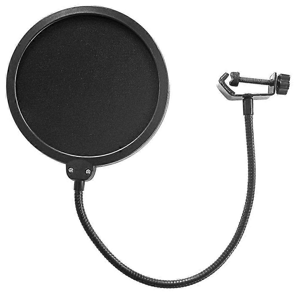 Dual Layer Microphone Pop Filter with 14.5' Adjustable Gooseneck Arm for Studio Recording