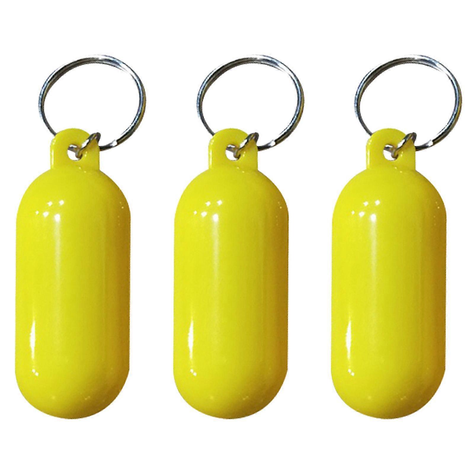 3Pcs Floating Key Ring Beach Floating Key Ring Plastic Floating Key Chain(Yellow)