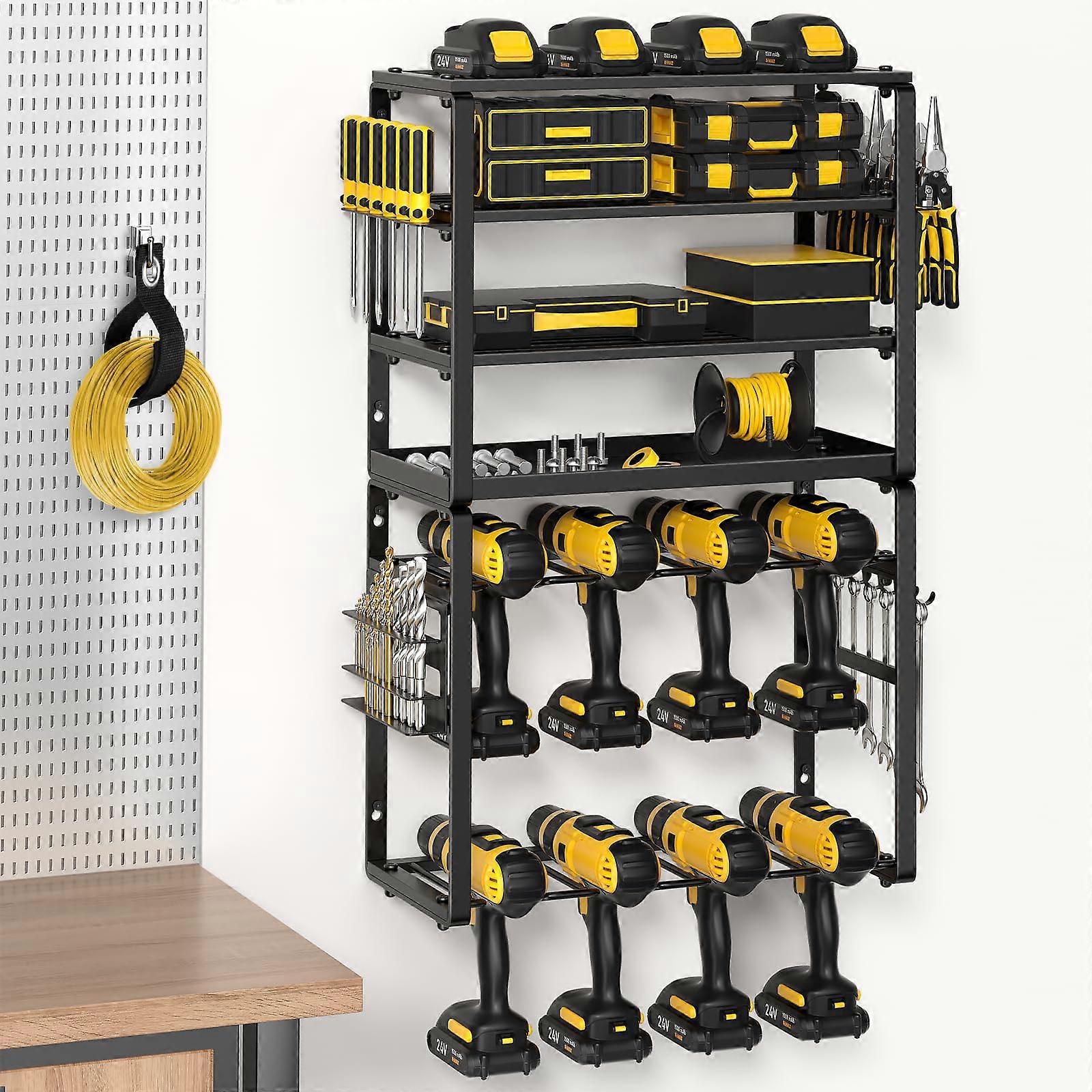 Power Tool Organizer Wall Mount, Heavy Duty 8Tool Drill Storage Rack for Garage and Workshop