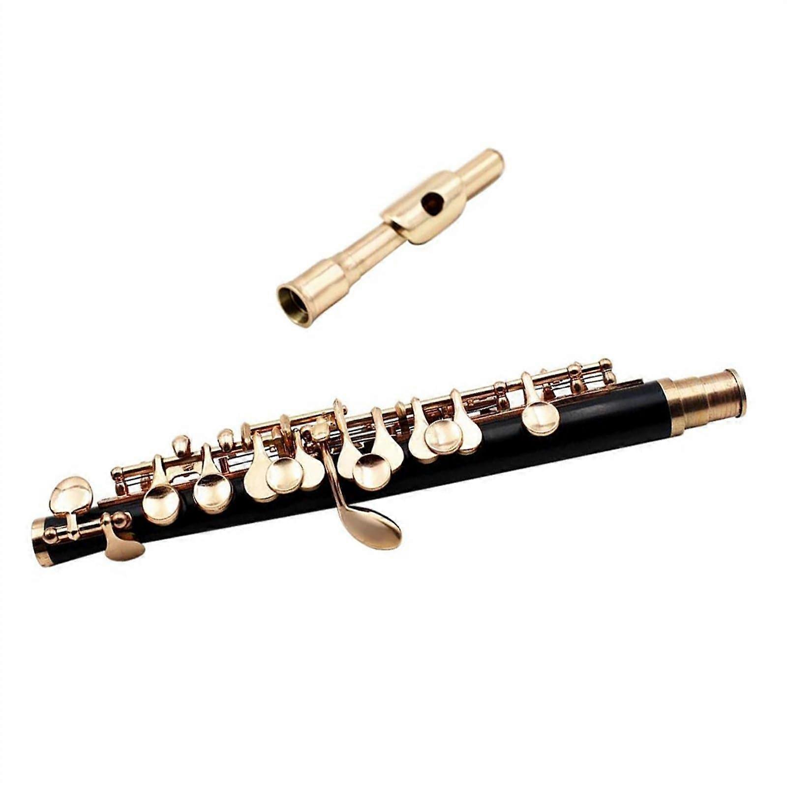 C Key Piccolo Flute HalfSize Bakelite Body Gold Plated with Padded Case for Students