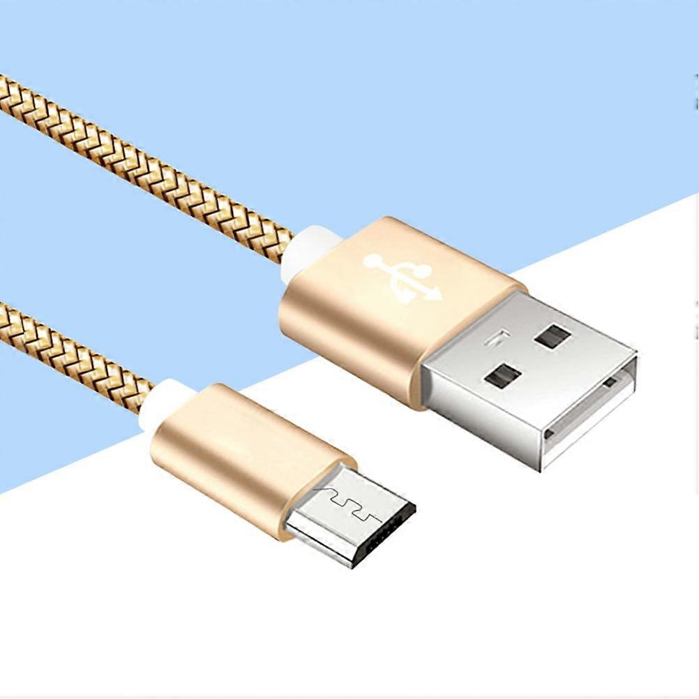 Micro USB Nylon Braided USB Cable Charging Cable Cord Extra Long Tangle- Cable for (Gold)