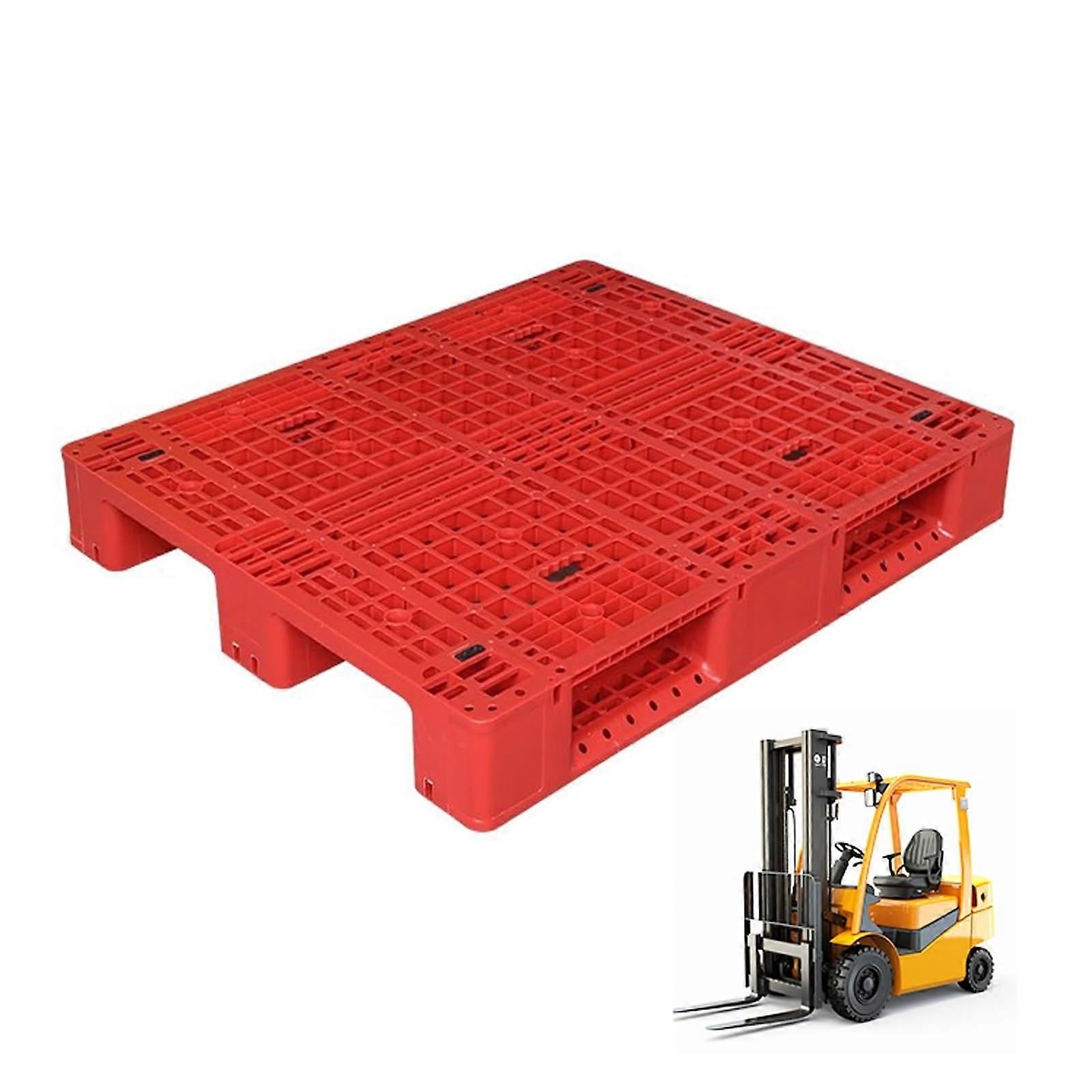 Heavy Duty Plastic Pallets with Stackable SpaceSaving Design for Warehouse and Basement Storage (Red)